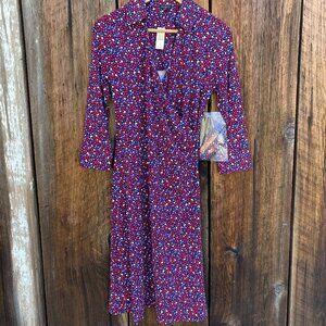 NWT Talbots Rayon Stretch Pullover Dress with little Multi Colored Hearts Size S
